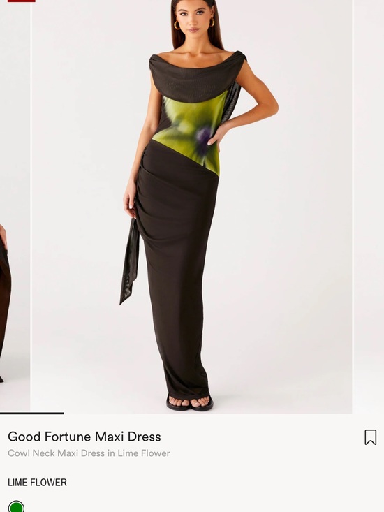 Peppermayo Dresses & Skirts - Good Fortune Cowl Neck Maxi Dress in Lime Floral